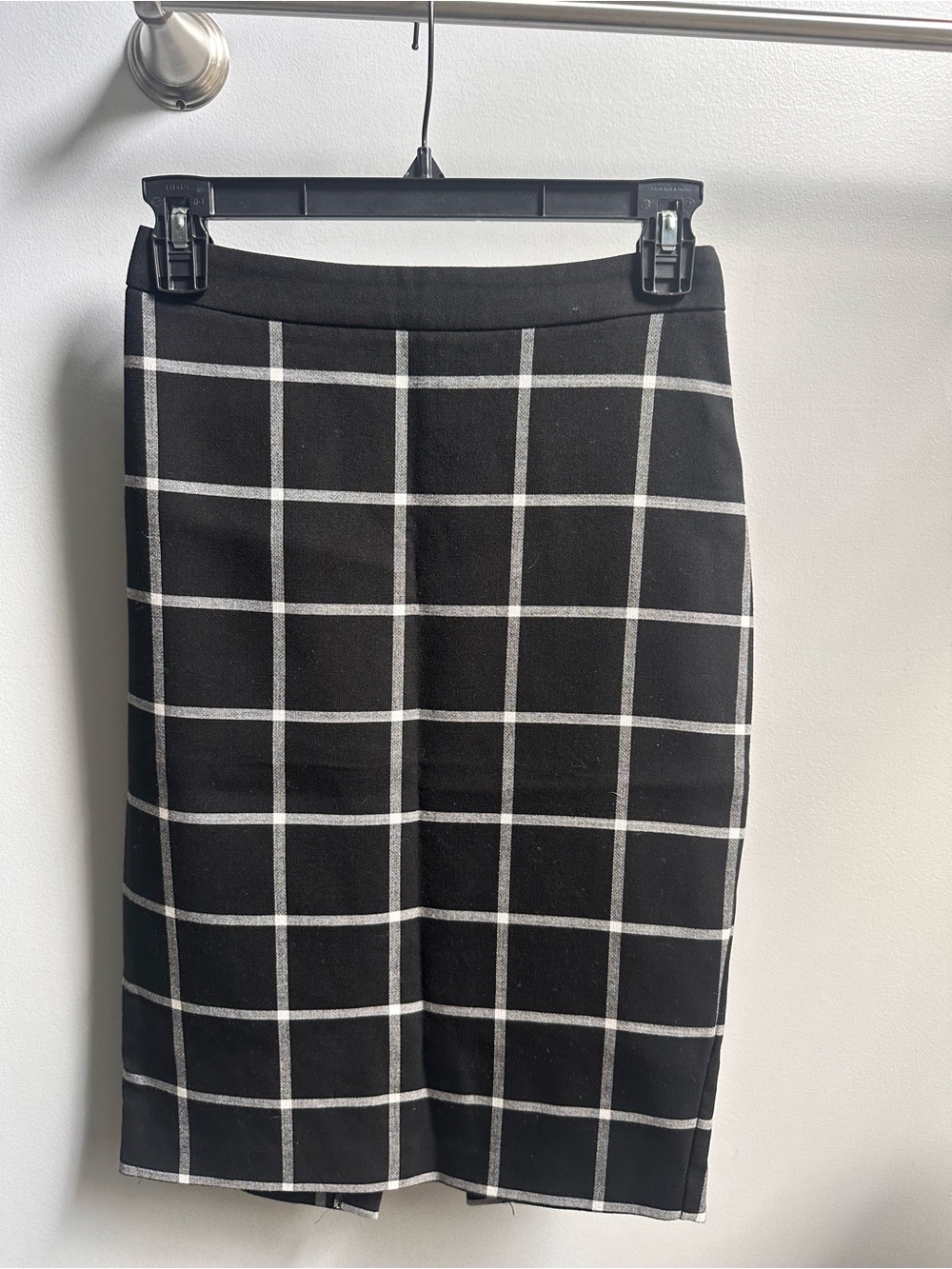 H&M Black Pencil Skirt with White Windowpane Grid